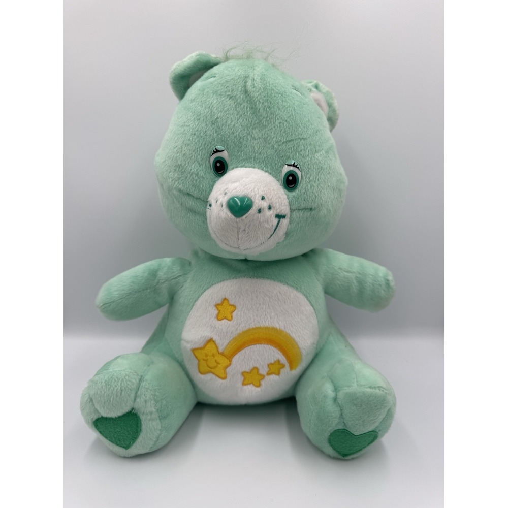 Care Bears 2002 Wish Bear Mint Green Shooting Star 13" Plush Vintage